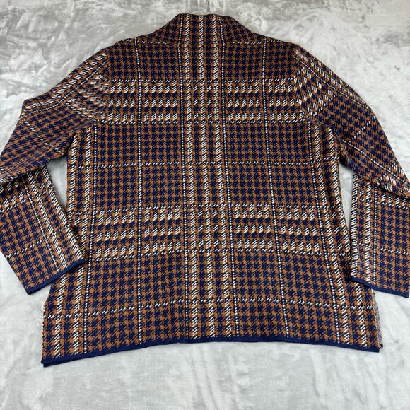 Appleseeds Mock Neck Sweater Women's Petite Large Brown‎ Navy Houndstooth (0736) - Picture 6 of 10
